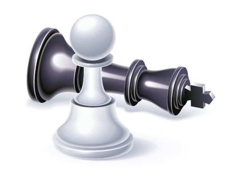 White pawn standing triumphant over a fallen black king chess piece